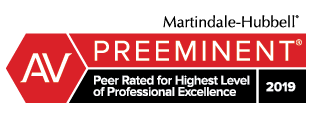Martindale-Hubell | AV Preeminent | Peer Rated for Highest Level of Prosessional Excellence | 2019
